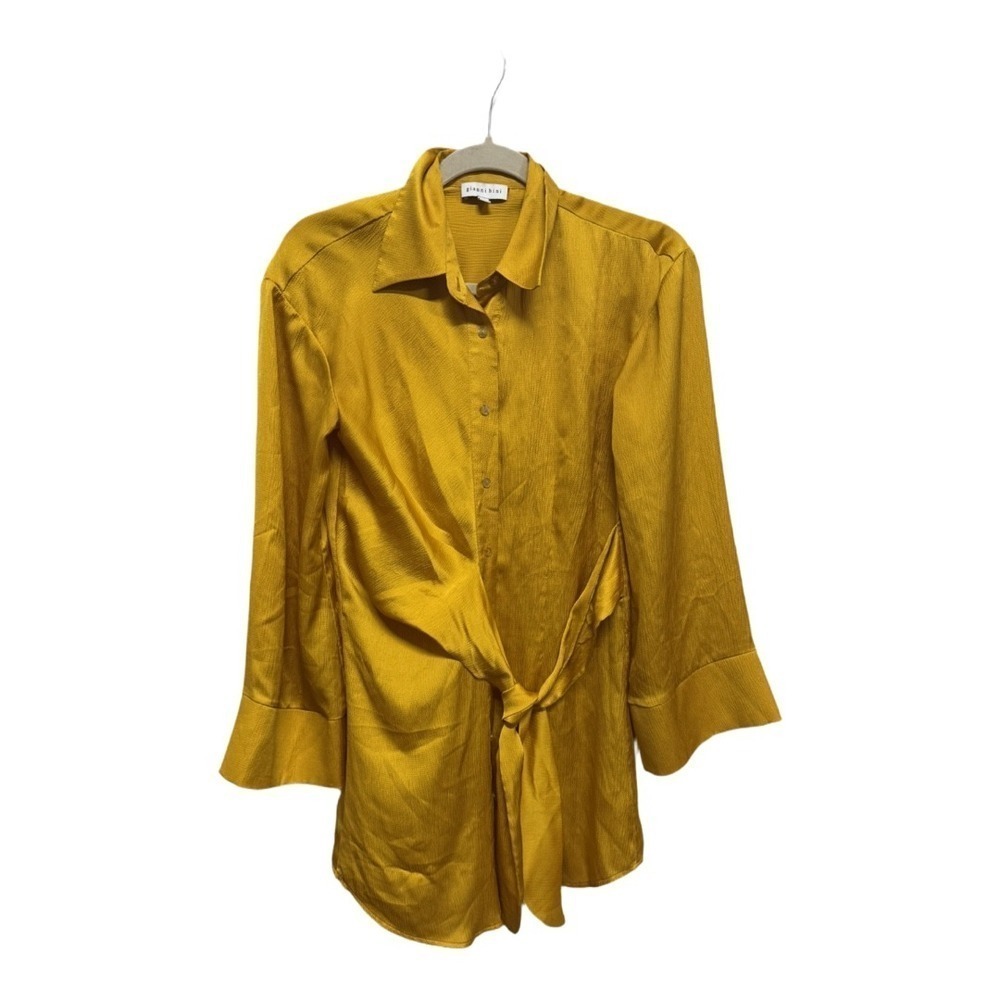 Gianni Bini Mina Crepe Button-Front Shirt
Dress in Goldenrod Size XS Blouse
